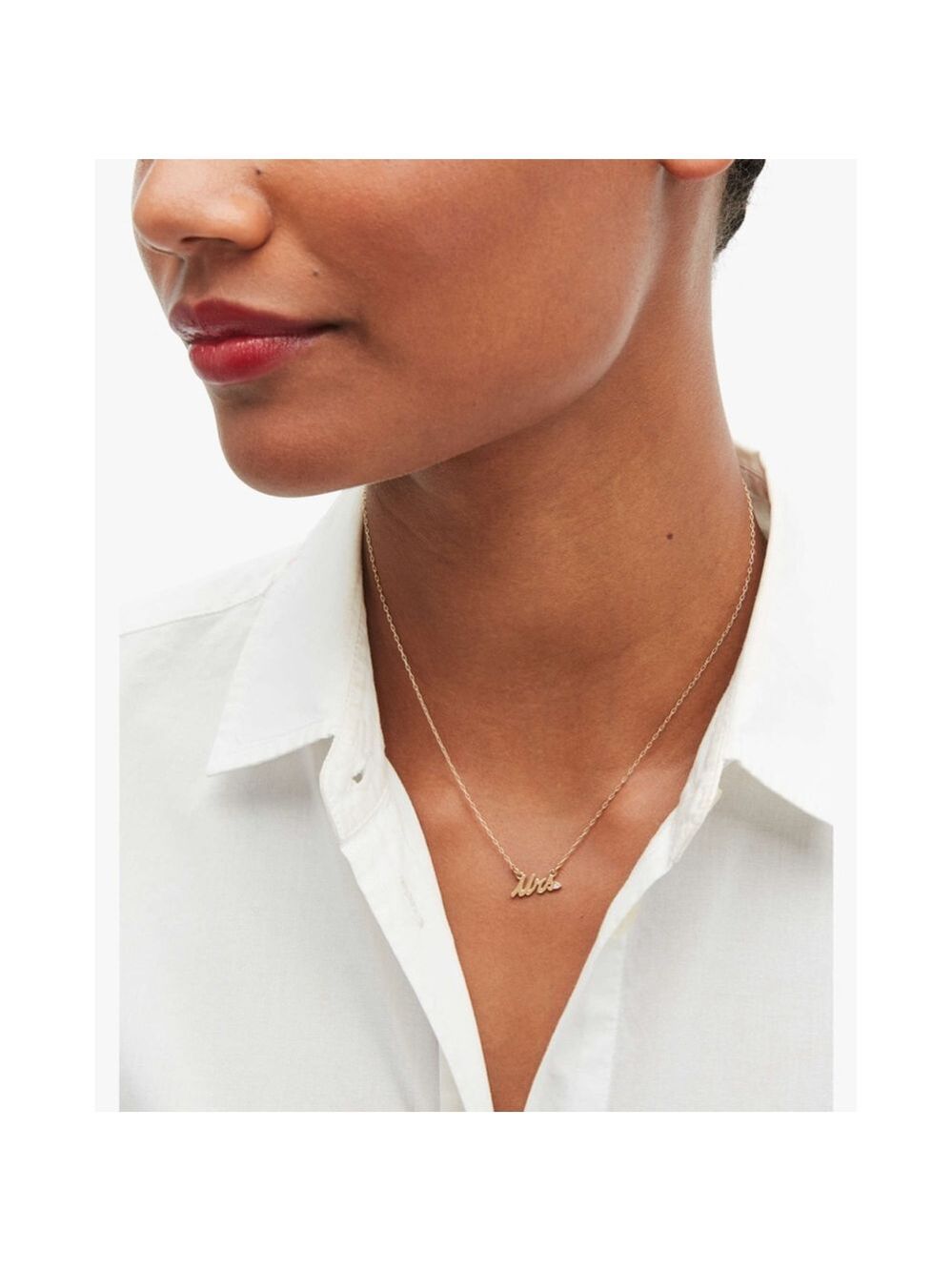 Kate Spade "Mrs" Gold Tone Necklace Size 18” chain
